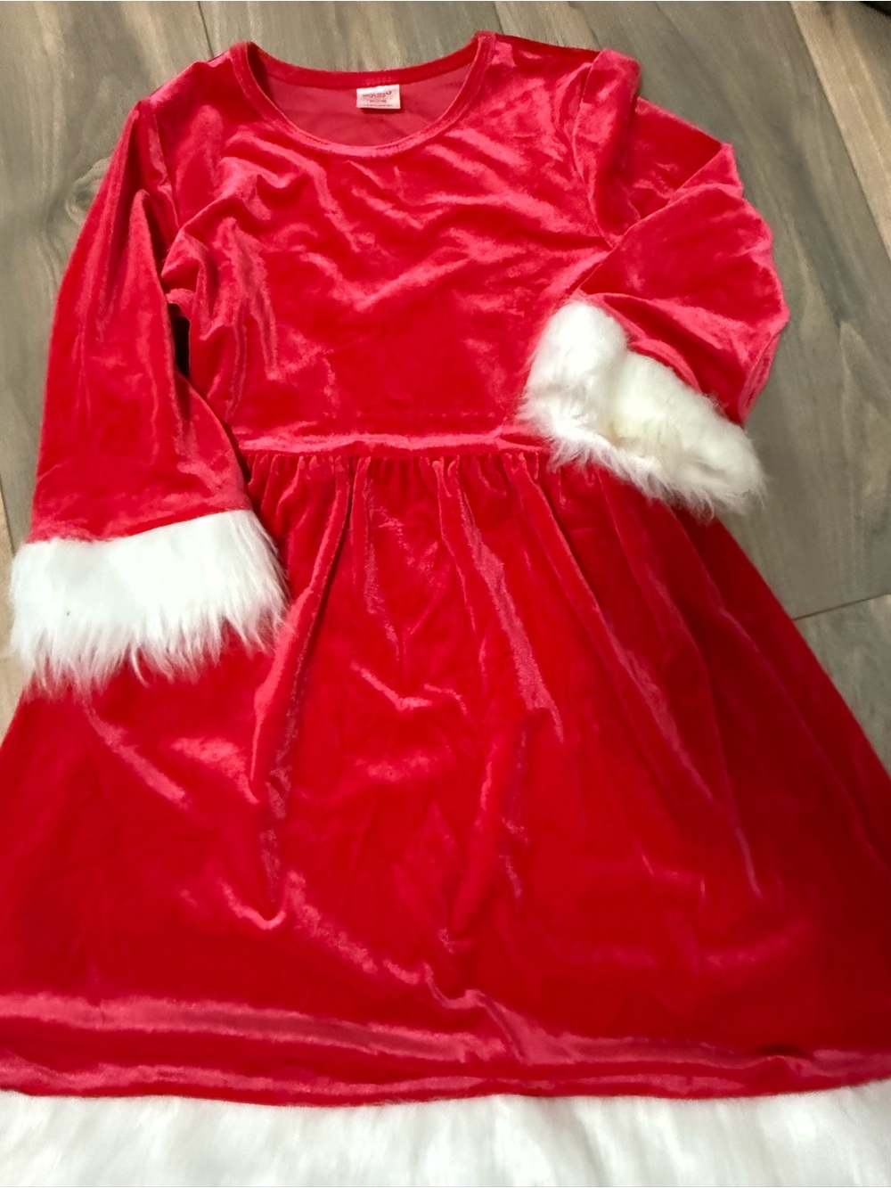 Red Velvet Holiday Dress with White Faux Fur Trim - Kids Dress or Costume